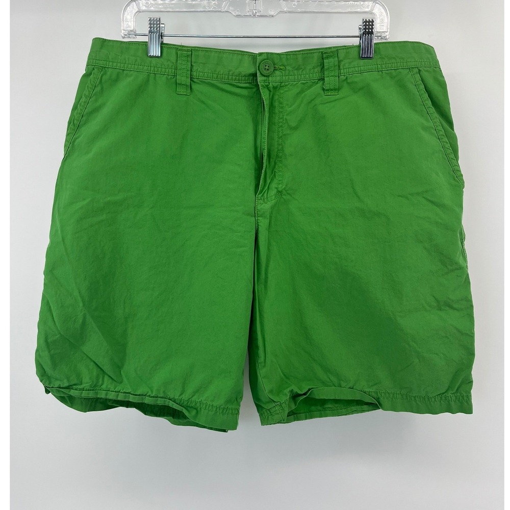 Columbia Shorts Mens 36 Green Flat Front Cotton Outdoor Hiking Casual
